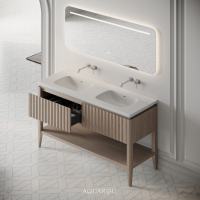 Kensington Vanity Unit & Double Stone Basin 1400mm Natural Oak