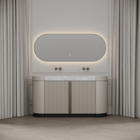 Knightsbridge Double Vanity Unit & Carrara Marble Basin 1600mm Cashmere Beige