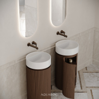 Rotunda Fluted Vanity Unit 420mm Espresso Oak