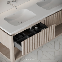 Kensington Vanity Unit & Double Stone Basin 1400mm Natural Oak