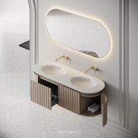 Belgravia Double Vanity Unit & Stone Basin 1400mm Natural Oak