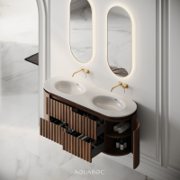Belgravia II Double Vanity Unit & Stone Basin 1400mm Walnut