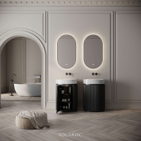 Rotunda Fluted Vanity Unit & Carrara Marble Basin 600mm Black Oak