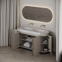 Knightsbridge Double Vanity Unit & Carrara Marble Basin 1600mm Cashmere Beige