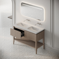 Kensington Vanity Unit & Double Stone Basin 1200mm Natural Oak