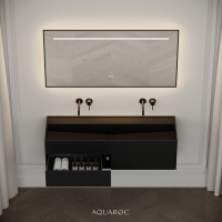 Nero Matte Black Stone Double Vanity Unit 1200mm