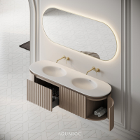 Belgravia Double Vanity Unit & Stone Basin 1600mm Natural Oak