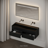 Nero Matte Black Stone Double Vanity Unit 1200mm