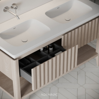 Kensington Vanity Unit & Double Stone Basin 1200mm Natural Oak