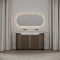 Knightsbridge Double Vanity Unit & Carrara Marble Basin 1400mm Smoked Oak
