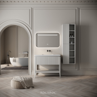 Wall Hung Fluted Bathroom Storage Unit 500mm Warm Grey