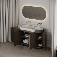 Knightsbridge Double Vanity Unit & Carrara Marble Basin 1400mm Smoked Oak