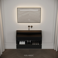 Nero Matte Black Stone Vanity Unit 900mm