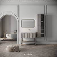Wall Hung Fluted Bathroom Storage Unit 500mm Sabbia Grigio Oak