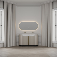 Knightsbridge Double Vanity Unit & Carrara Marble Basin 1400mm Cashmere Beige