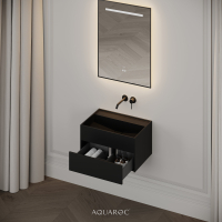 Nero Matte Black Stone Vanity Unit 600mm