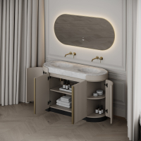Knightsbridge Double Vanity Unit & Carrara Marble Basin 1400mm Cashmere Beige