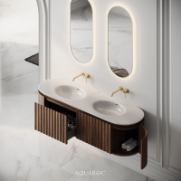 Belgravia Double Vanity Unit & Stone Basin 1600mm Walnut