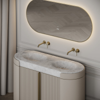 Knightsbridge Double Vanity Unit & Carrara Marble Basin 1400mm Cashmere Beige