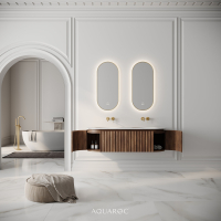Belgravia Double Vanity Unit & Stone Basin 1400mm Walnut