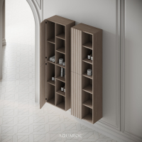 Wall Hung Fluted Bathroom Storage Unit 500mm Natural Oak