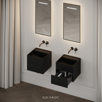 Nero Matte Black Stone Vanity Unit 400mm