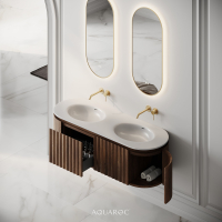 Belgravia Double Vanity Unit & Stone Basin 1400mm Walnut
