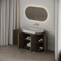 Knightsbridge Vanity Unit & Stone Basin 1200mm Smoked Oak