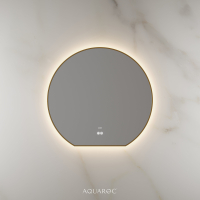 Lumiere Backlit & Demister Moon Mirror 800mm Brushed Gold