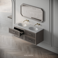 Park Lane Double Vanity Unit & Stone Basin 1200mm Sabbia Grigio Oak