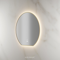 Lumiere Backlit & Demister Moon Mirror 800mm Brushed Gold