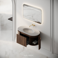 Belgravia Vanity Unit & Stone Basin 1000mm Walnut