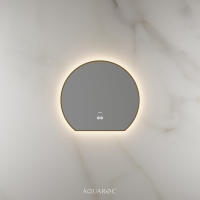 Lumiere Backlit & Demister Moon Mirror 600mm Brushed Gold