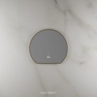 Lumiere Backlit & Demister Moon Mirror 600mm Brushed Gold