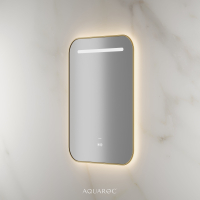Lumiere Backlit & Demister Curved Mirror 600mm Brushed Gold