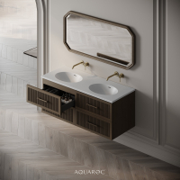 Park Lane Double Vanity Unit & Stone Basin 1200mm Smoked Oak