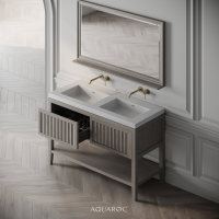 Belvedere Double Vanity Unit & Stone Basin 1200mm Sabbia Grigio Oak