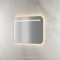 Lumiere Backlit & Demister Curved Mirror 1000mm Brushed Gold