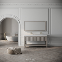 Belvedere Double Vanity Unit & Stone Basin 1400mm Sabbia Grigio Oak