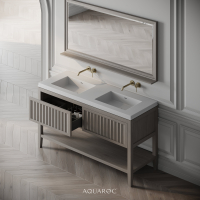 Belvedere Double Vanity Unit & Stone Basin 1400mm Sabbia Grigio Oak