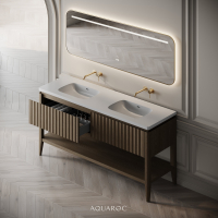 Kensington Double Vanity Unit & Stone Basin 1600mm Smoked Oak