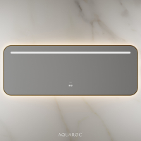 Lumiere Backlit & Demister Curved Mirror 1600mm Brushed Gold
