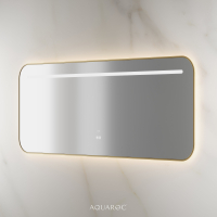 Lumiere Backlit & Demister Curved Mirror 1600mm Brushed Gold