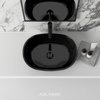 Enzo Matte Black Countertop Stone Basin 550mm