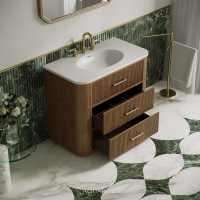 Savoy Vanity Unit & Stone Basin 1000mm Smoked Oak