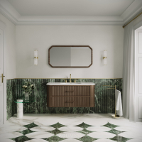 Savoy Wall Hung Vanity Unit & Stone Basin 1200mm Walnut