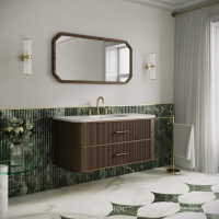 Savoy Wall Hung Vanity Unit & Stone Basin 1200mm Walnut