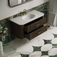 Savoy Wall Hung Vanity Unit & Stone Basin 1200mm Walnut