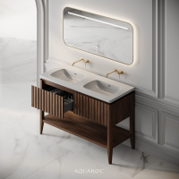 Kensington Double Vanity Unit & Stone Basin 1200mm Walnut
