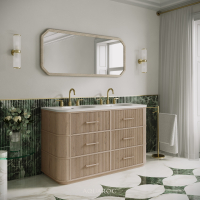 Savoy Double Vanity Unit & Stone Basin 1400mm Natural Oak